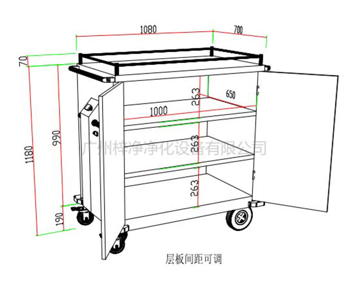 無菌物品電動(dòng)運(yùn)送車標(biāo)準(zhǔn)方案設(shè)計(jì)示意圖內(nèi)部結(jié)構(gòu)